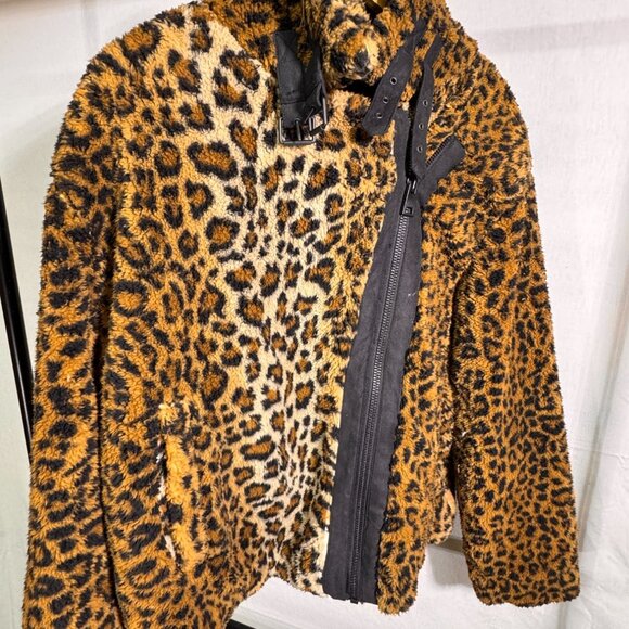 Levis Womens Leopard Print Faux Fur Jacket XL - Picture 6 of 6